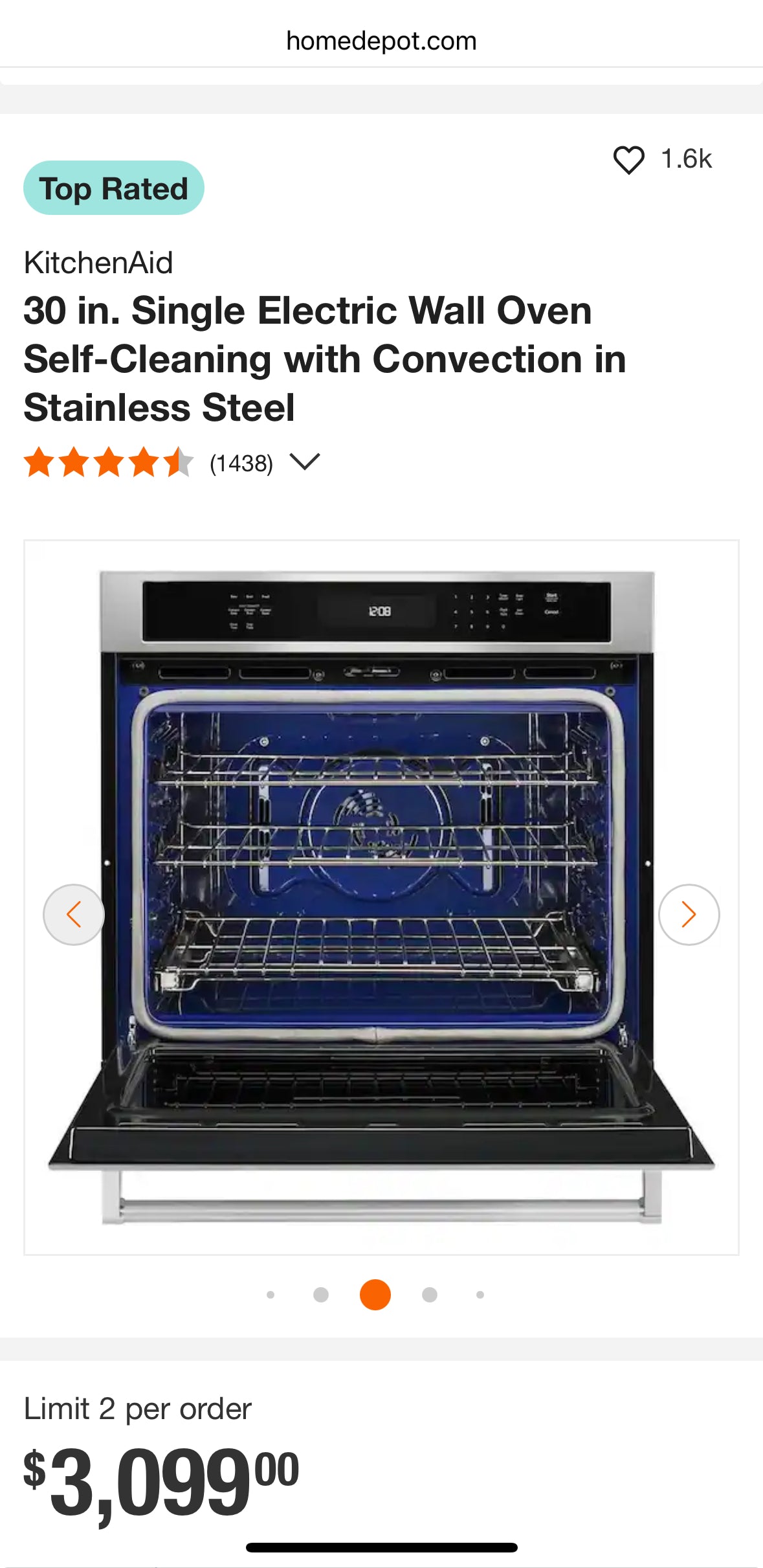KitchenAid - 30" Built-In Single Electric Convection Wall Oven - Stainless Steel