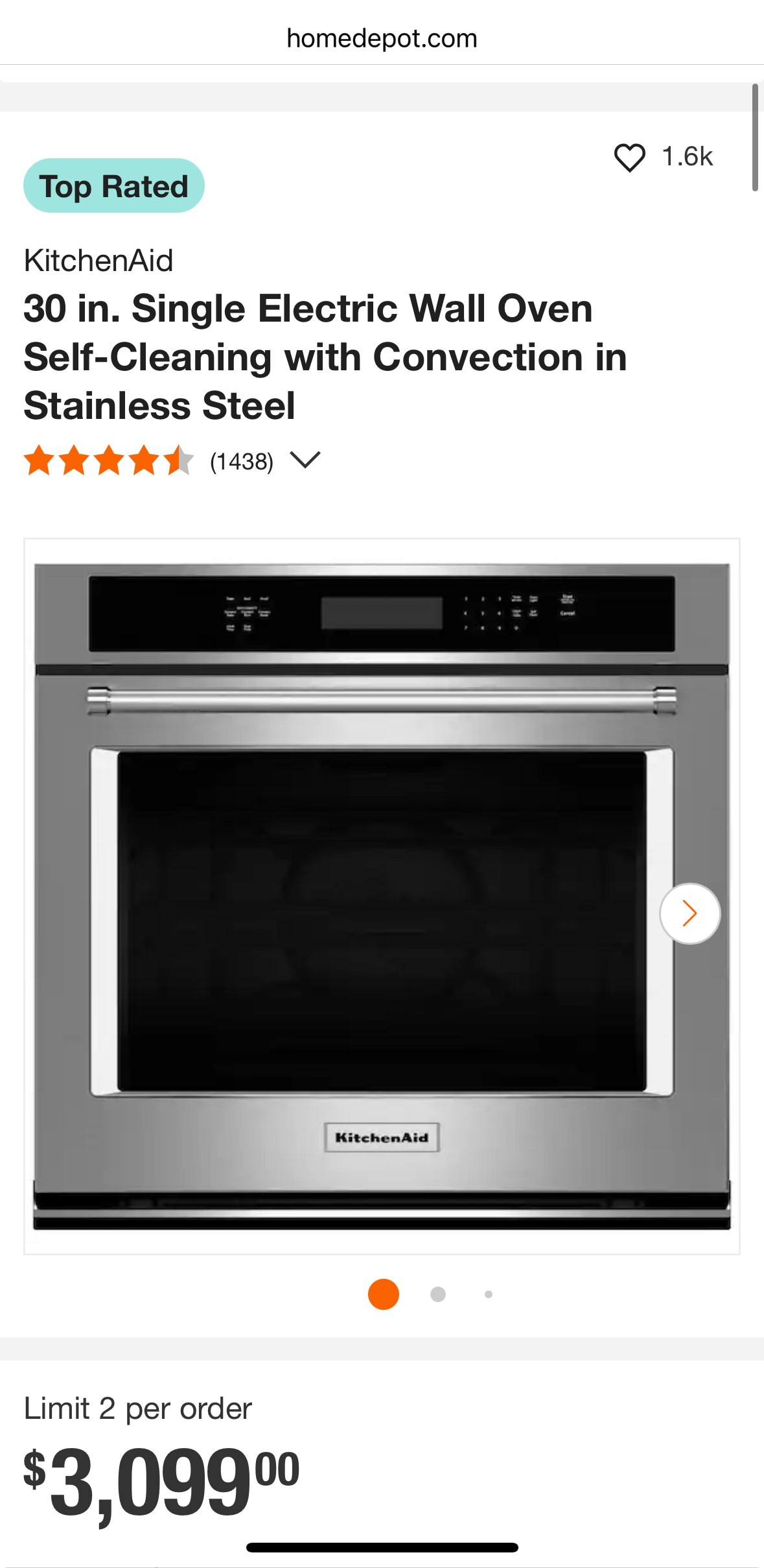 KitchenAid - 30" Built-In Single Electric Convection Wall Oven - Stainless Steel