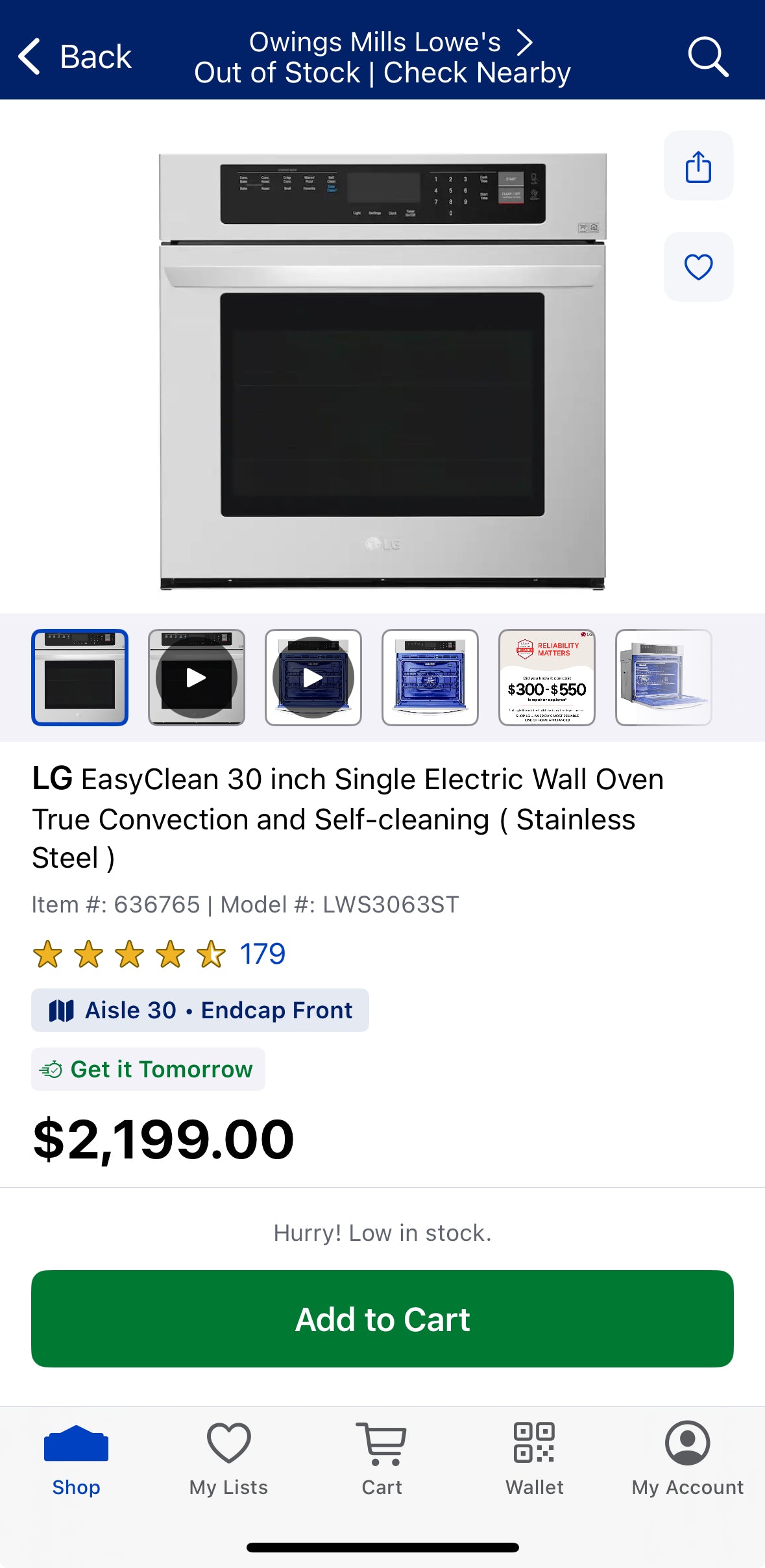 LG - 30" Built-In Single Electric Convection Wall Oven with EasyClean