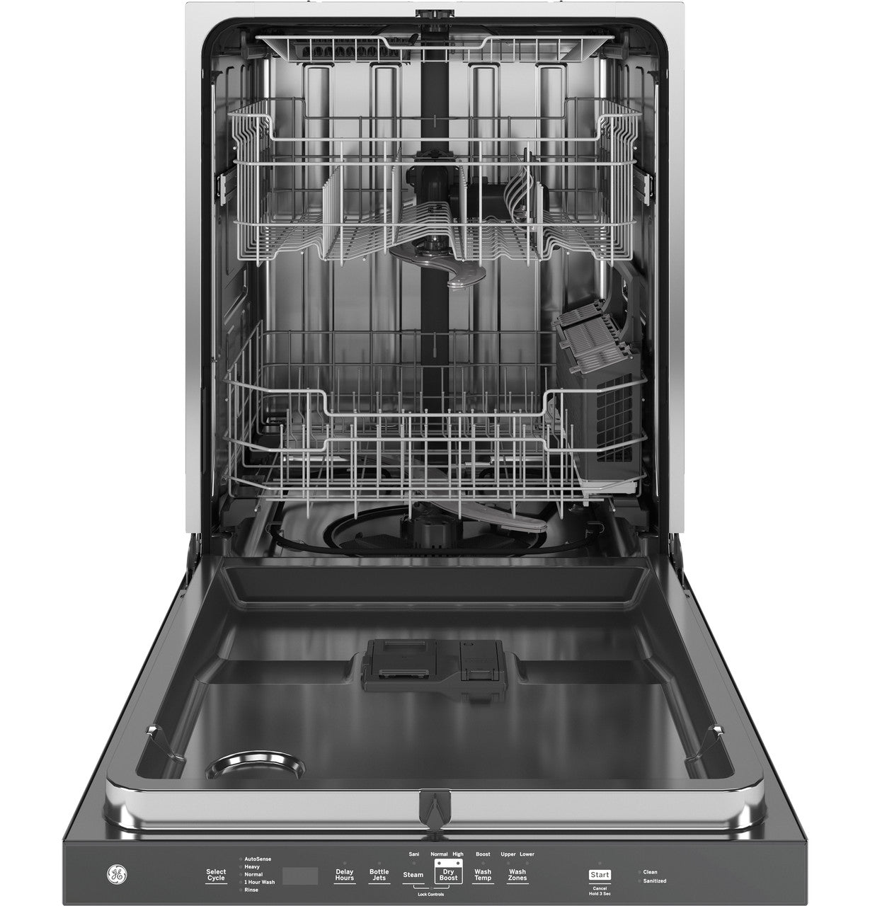 GE® ENERGY STAR® Fingerprint Resistant Top Control with Stainless Steel Interior Dishwasher with Sanitize Cycle w/ Third Rack
