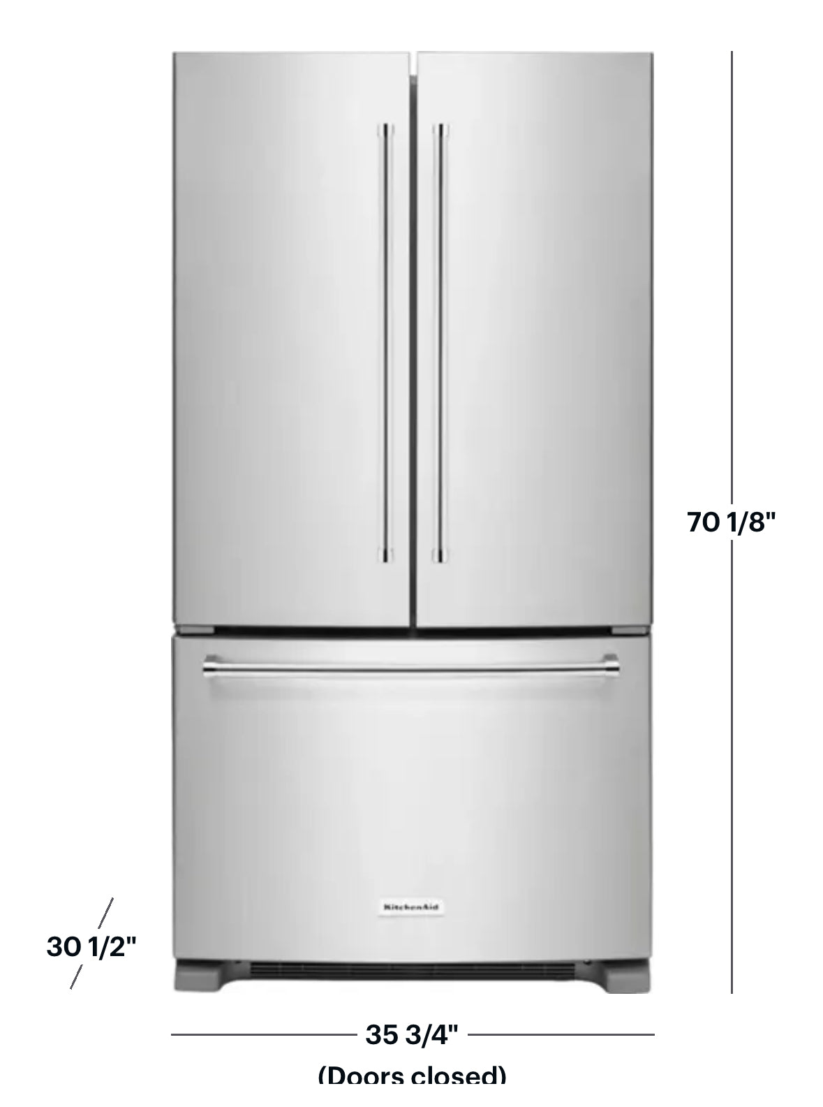 KitchenAid Counter-Depth 20-Cu. Feet 3 -Door French Door Refrigerator with Ice Maker with water dispenser (Stainless steel) ENERGY STAR