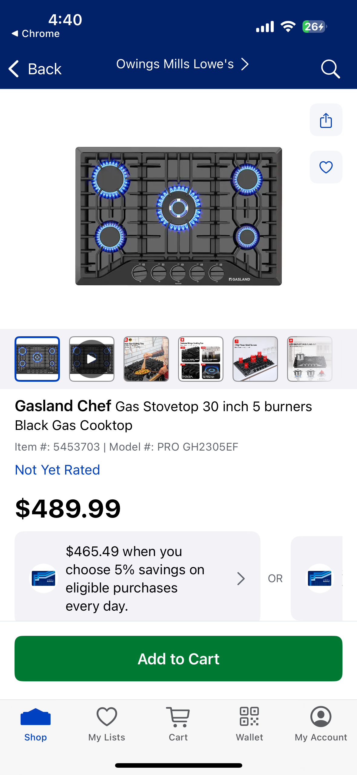 Gasland Chef 30-in 5 Burners Black Gas Cooktop PRO