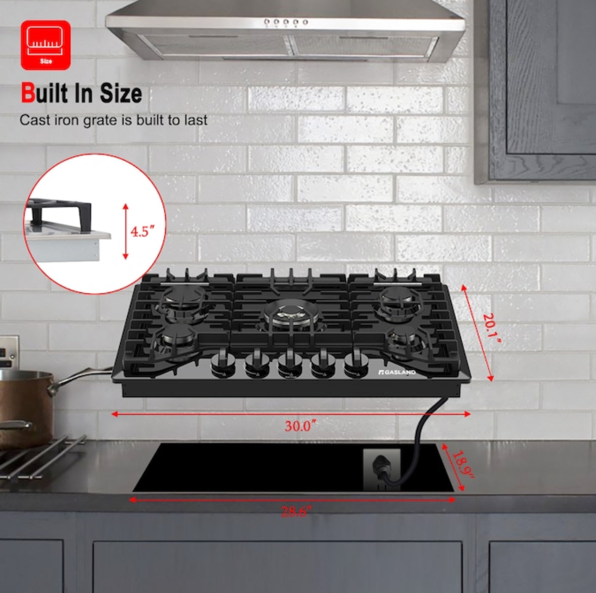Gasland Chef 30-in 5 Burners Black Gas Cooktop PRO