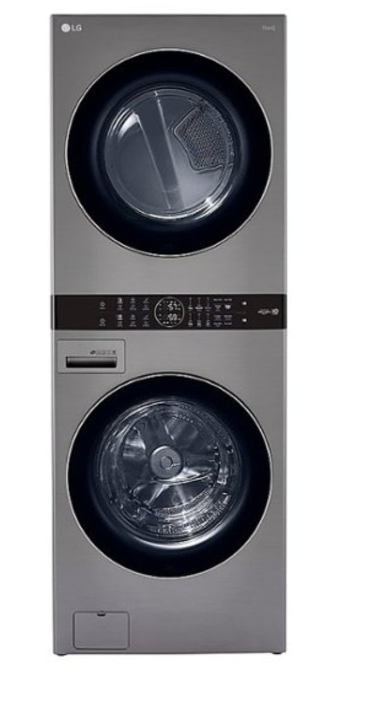 LG - 4.5 Cu. Ft. HE Smart Front Load Washer and 7.4 Cu. Ft. Electric Dryer WashTower with Built-In Intelligence - Graphite Steel