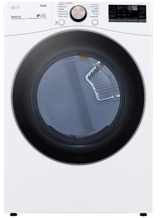 LG 7.4 Cu. Ft. Vented SMART Stackable Electric Dryer in White with TurboSteam and Sensor Dry Technology