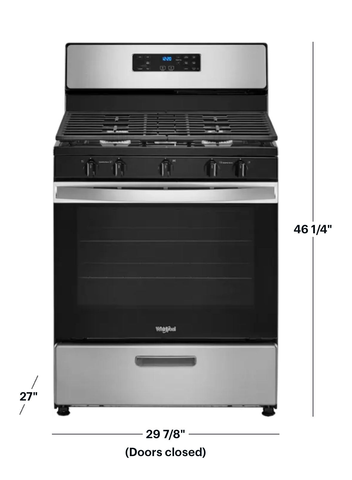 Whirlpool - 5.1 Cu. Ft. Freestanding Gas Range with Edge to Edge Cooktop - Stainless Steel