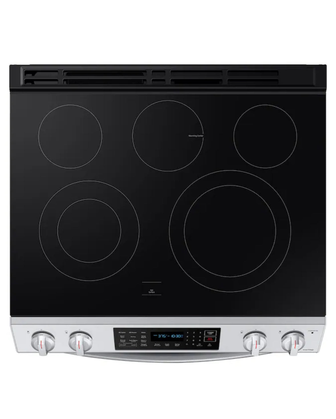 Samsung 30-in Glass Top 5 Burners 6.3-cu ft Self-Cleaning Air Fry Slide-in Smart Electric Range (Fingerprint Resistant Stainless Steel)