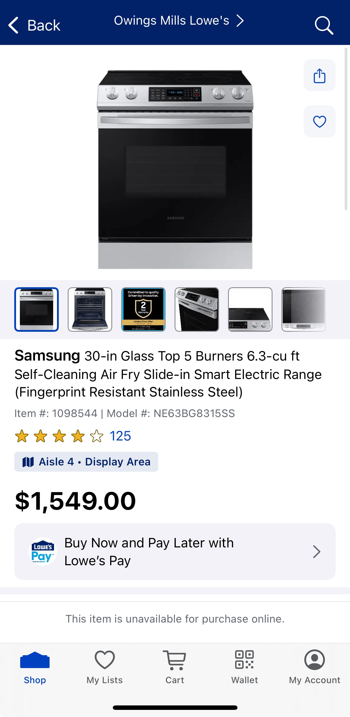 Samsung 30-in Glass Top 5 Burners 6.3-cu ft Self-Cleaning Air Fry Slide-in Smart Electric Range (Fingerprint Resistant Stainless Steel)